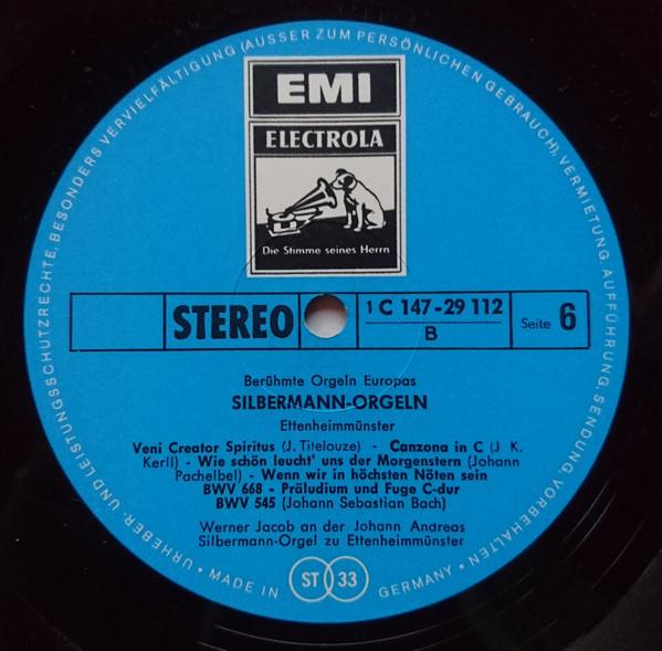 Cover zu Werner Jacob - Silbermann-Orgeln - Berühmte Orgeln Europas | Vinyl | Classical | Germany