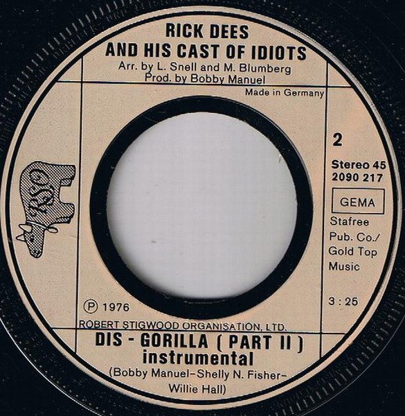 Cover zu Rick Dees & His Cast Of Idiots - Dis-Gorilla Part 1+2 | 1977 | Vinyl | Funk / Soul | Germany