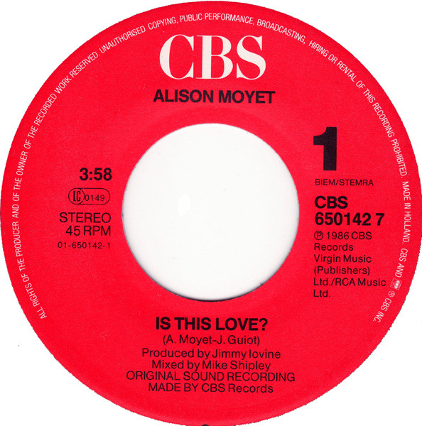 Cover zu Alison Moyet - Is This Love? | 1986 | Vinyl | Electronic, Pop | Europe