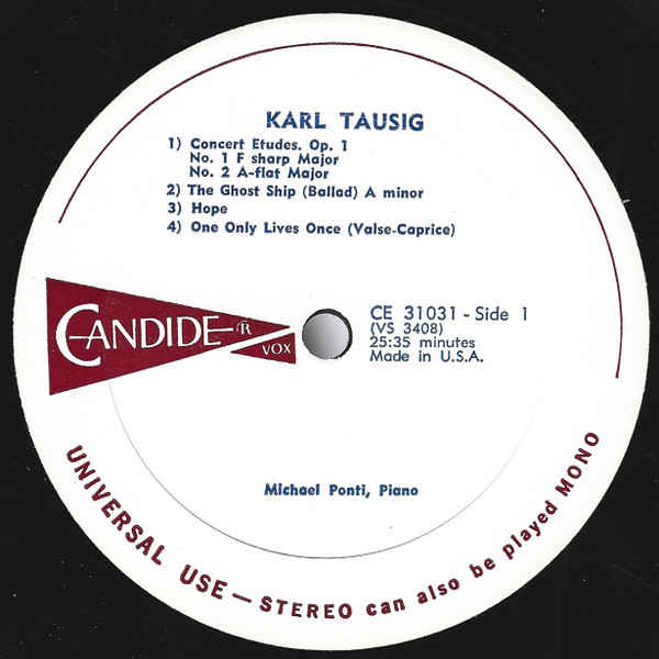 Cover zu Carl Tausig, Michael Ponti - Etudes / Ghost Ship / Expectation / Hung. Melodies / Valse-Caprices | 1971 | Vinyl | Classical | US