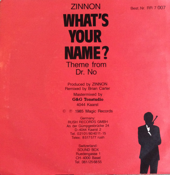 Cover zu Zinno - What's Your Name? (Theme From Dr. No) | 1985 | Vinyl | Electronic, Pop | Germany