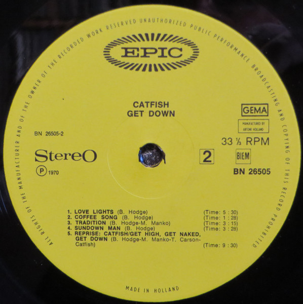 Cover zu Catfish (6) - Get Down | 1970 | Vinyl | Rock, Blues | Europe Schallplatten Ankauf
