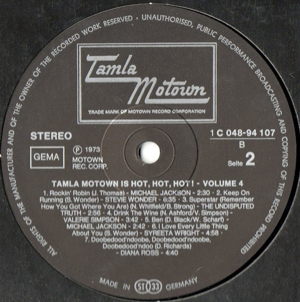Cover zu Various - Tamla-Motown Is Hot, Hot, Hot! Volume 4 | 1973 | Vinyl | Funk / Soul | Germany