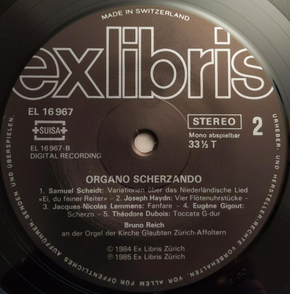 Cover zu Bruno Reich - Organo Scherzando - Unterhaltende Orgelmusik Aus Drei Jahrhunderten - Bruno Reich An Der Orgel Der Kirche Glaubten Zürich-Affoltern | 1984 | Vinyl | Classical | Switzerland
