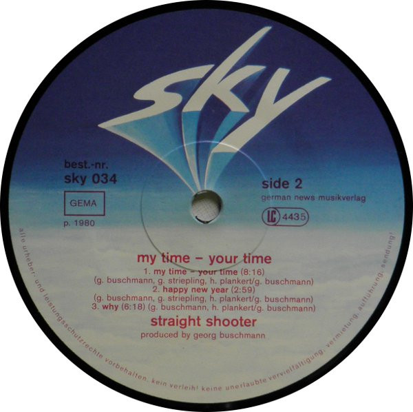 Cover zu Straight Shooter - My Time - Your Time | 1980 | Vinyl | Electronic, Rock | Germany Schallplatten Ankauf