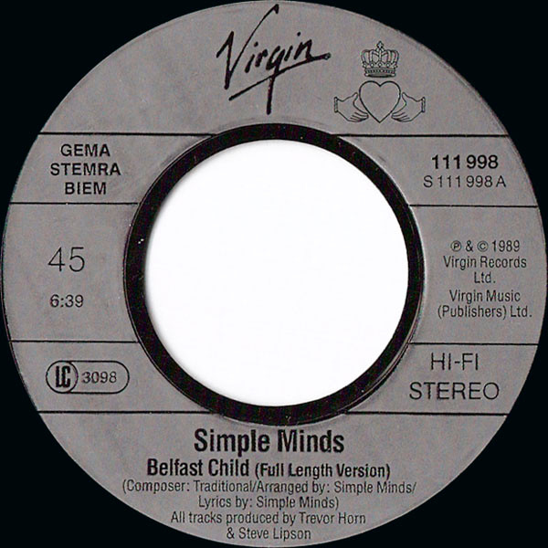Cover zu Simple Minds - Ballad Of The Streets | 1989 | Vinyl | Rock, Pop, Folk, World, & Country | Europe Schallplatten Ankauf