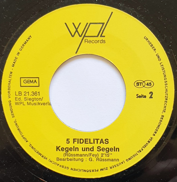 Cover zu Die 5 Fidelitas - Ich Kann Keine Pflaumen Mehr Seh'n | Vinyl | Pop | Germany Schallplatten Ankauf