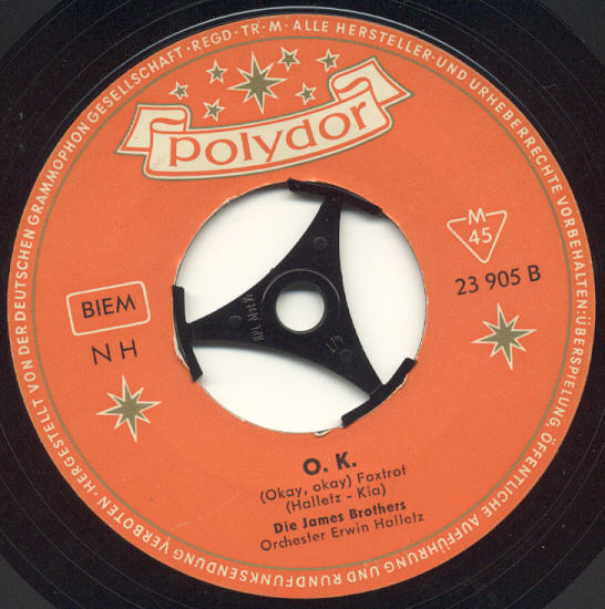 Cover zu Die James Brothers - Das Ist Prima / O.K. | 1959 | Vinyl | Pop | Germany Schallplatten Ankauf