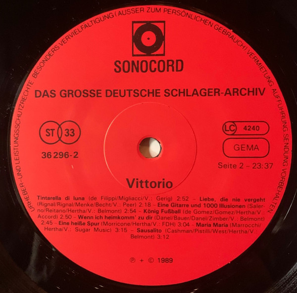 Cover zu Caterina Valente / Vittorio Casagrande - Das Grosse Deutsche Schlager-Archiv | 1989 | Vinyl | Pop | Germany