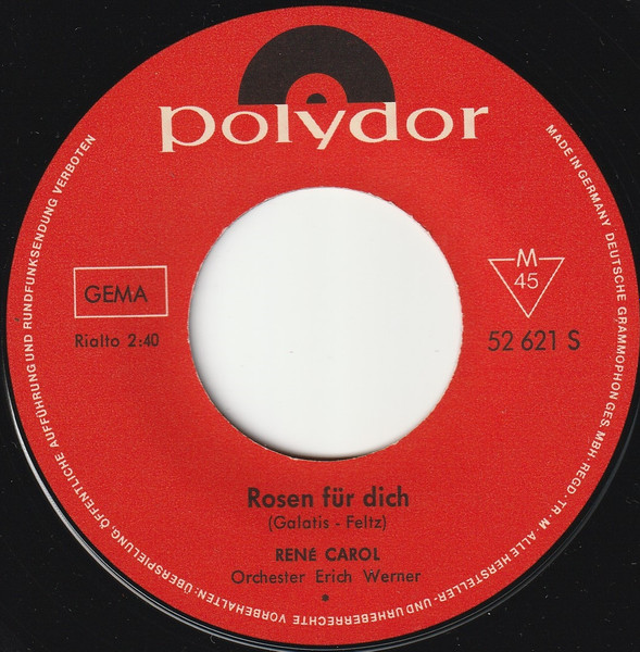 Cover zu René Carol - Rosen Für Dich / Es War Einmal | 1966 | Vinyl | Pop | Germany Schallplatten Ankauf