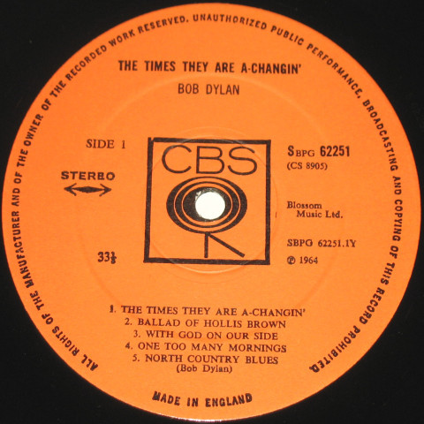 Cover zu Bob Dylan - The Times They Are A-Changin' | Vinyl | Folk, World, & Country | UK Schallplatten Ankauf