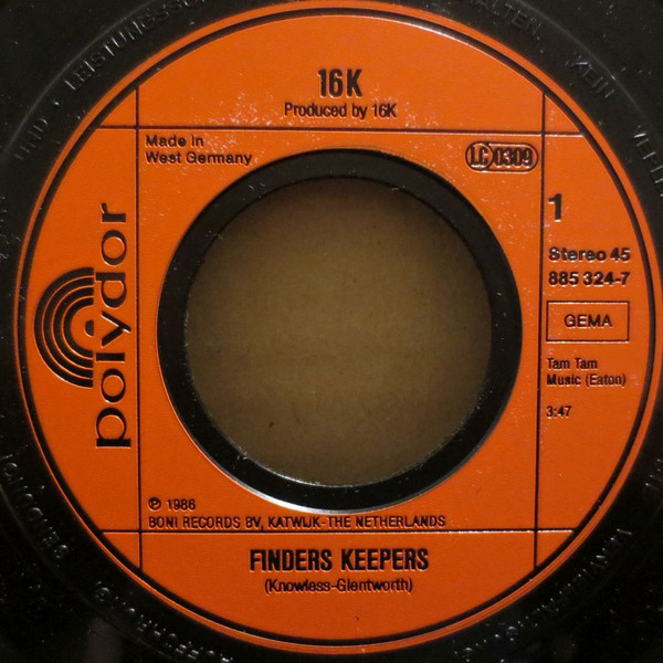Cover zu 16K - Finders Keepers | 1986 | Vinyl | Electronic | Germany