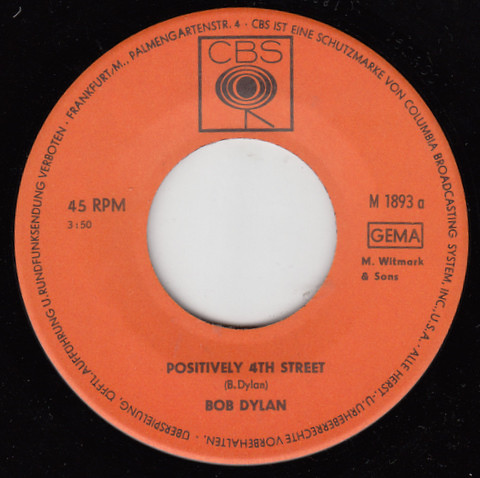 Cover zu Bob Dylan - Positively 4th Street | 1965 | Vinyl | Rock | Germany