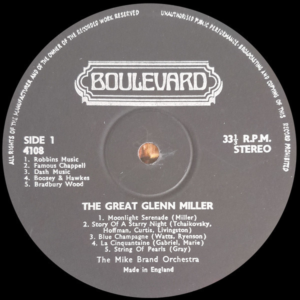 Cover zu The Mike Brand Orchestra - The Great Glenn Miller | 1973 | Vinyl | Jazz | UK Schallplatten Ankauf