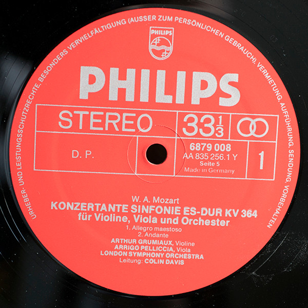 Cover zu Wolfgang Amadeus Mozart - Arthur Grumiaux, Arrigo Pelliccia, London Symphony Orchestra, Sir Colin Davis - 5 Violinkonzerte / Sinfonia Concertante Kv 364 | Vinyl | Classical | Germany
