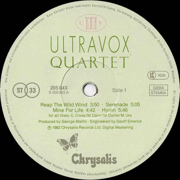 Cover zu Ultravox - Quartet | 1982 | LP, Album | Electronic, Rock | Europe