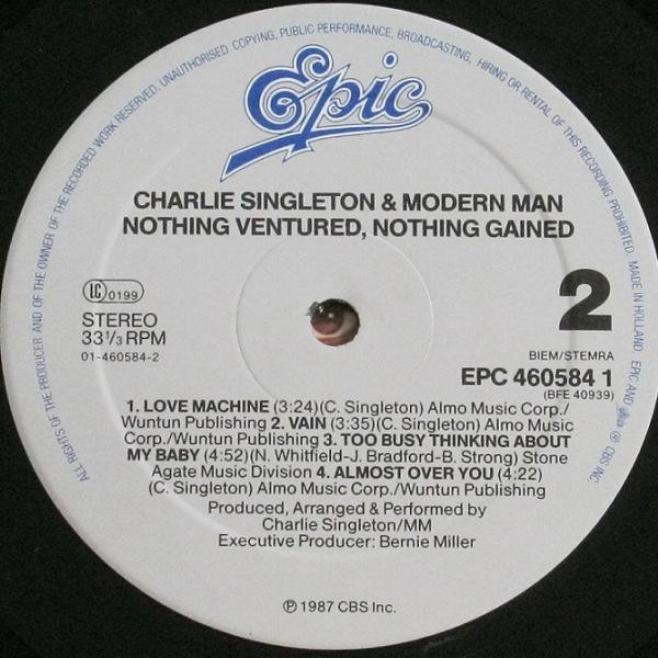 Cover zu Charlie Singleton & Modern Man (2) - Nothing Ventured, Nothing Gained | 1987 | Vinyl | Electronic, Funk / Soul | Europe