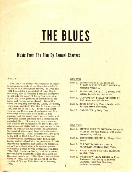 Cover zu Various - The Blues (Music From The Film By Samuel Charters) | 1979 | Vinyl | Blues, Stage & Screen | Germany