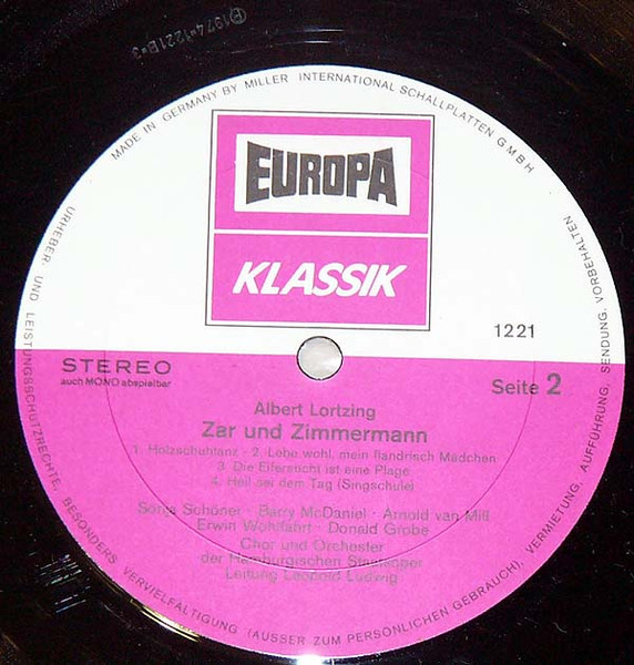 Cover zu Albert Lortzing - Zar & Zimmermann | 1974 | Vinyl | Classical | Germany