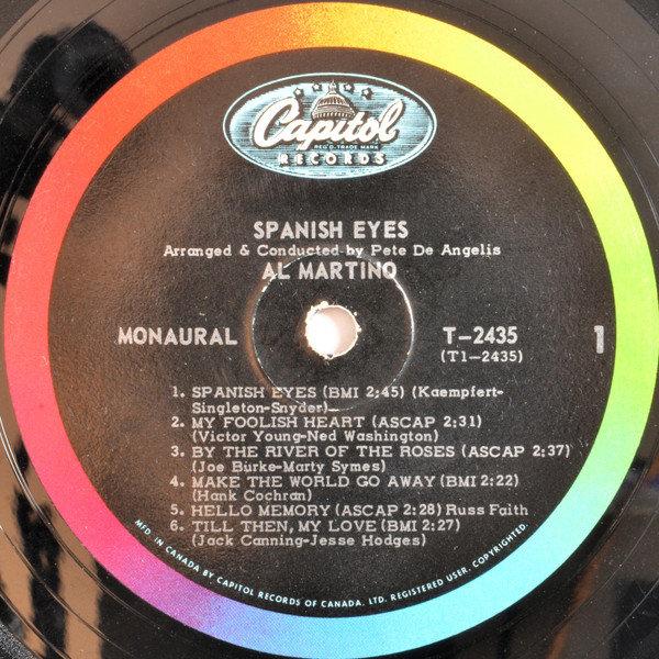 Cover zu Al Martino - Spanish Eyes | 1966 | Vinyl | Pop | Canada Schallplatten Ankauf