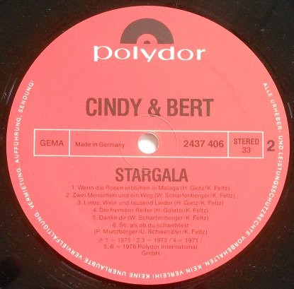 Cover zu Cindy & Bert - Stargala | Vinyl | Pop | Germany