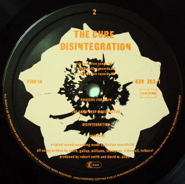 Cover zu The Cure - Disintegration | 1989 | Vinyl | Electronic, Rock | Europe