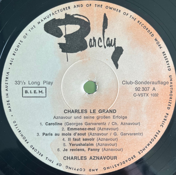 Cover zu Charles Aznavour - Charles Le Grand - Aznavour Und Seine Grossen Erfolge | Vinyl | Pop | Austria