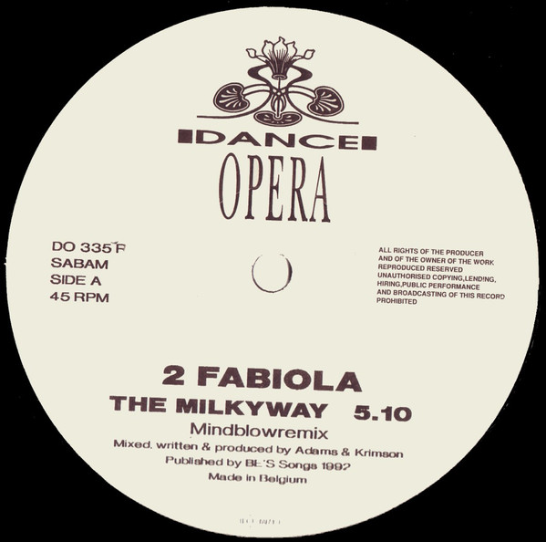 Cover zu 2 Fabiola - The Milkyway (Remixes) | 1992 | Vinyl | Electronic | Belgium Schallplatten Ankauf