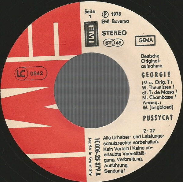 Cover zu Pussycat (2) - Georgie (Deutsche Originalaufnahme) | 1976 | Vinyl, Stereo, 45 RPM, 7