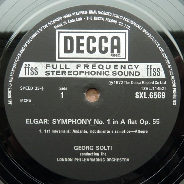 Cover zu Sir Edward Elgar, Georg Solti, London Philharmonic Orchestra - Symphony No.1 | 1972 | Vinyl | Classical | UK