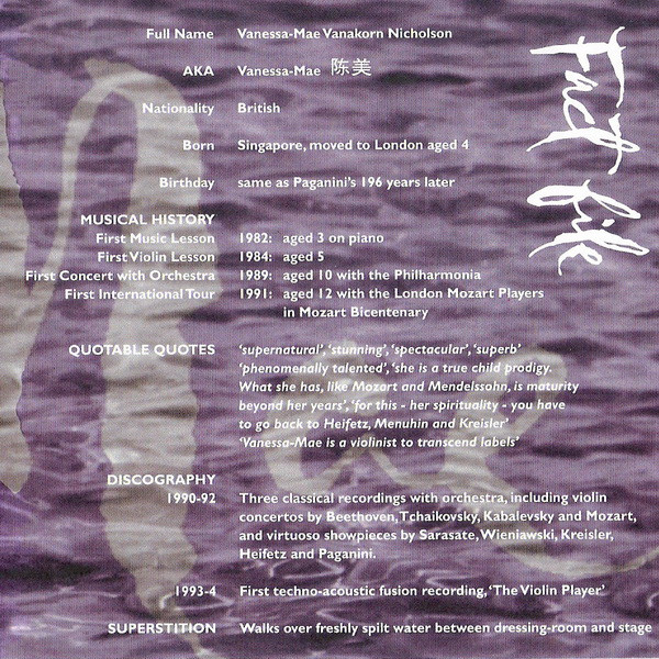 Cover zu Vanessa-Mae - The Violin Player | 1995 | CD, Album, Stereo | Electronic, Jazz, Reggae, Pop | Europe