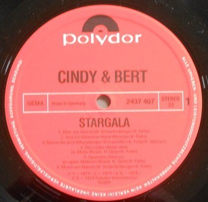 Cover zu Cindy & Bert - Stargala | Vinyl | Pop | Germany