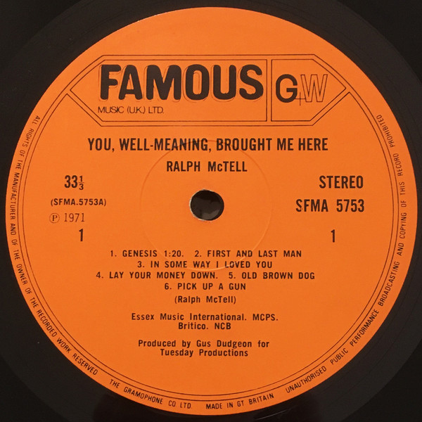 Cover zu Ralph McTell - You Well-Meaning Brought Me Here | 1971 | Vinyl | Rock | UK
