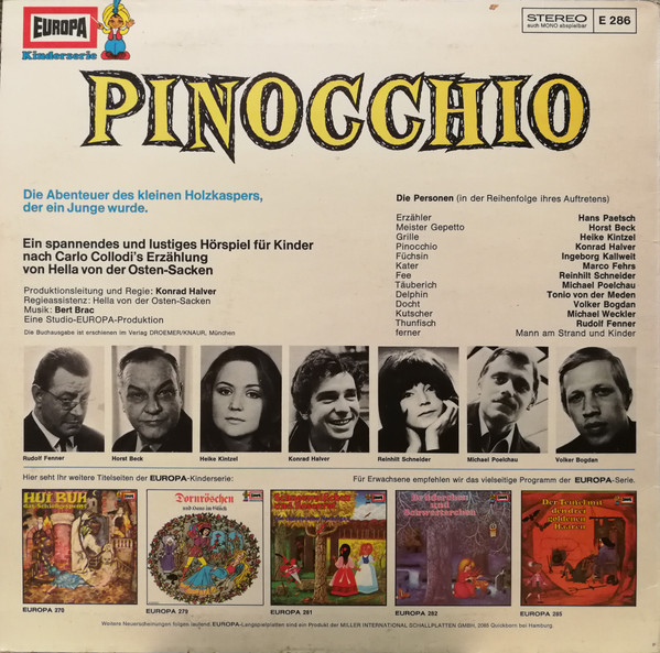 Cover zu Carlo Collodi - Pinocchio | 1970 | Vinyl | Non-Music, Children's | Germany