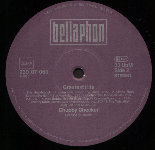Cover zu Chubby Checker - Greatest Hits | 1986 | Vinyl | Rock, Funk / Soul | Germany