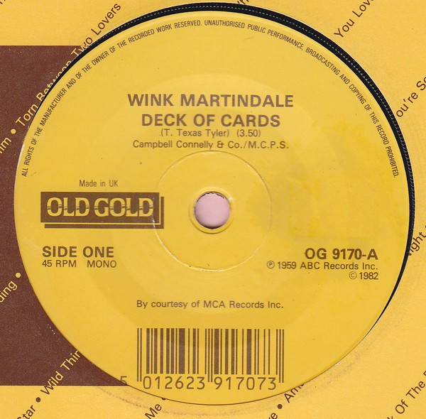 Cover zu Wink Martindale / Lee Marvin - Deck Of Cards / Wand'rin Star | Vinyl | Pop | UK Schallplatten Ankauf