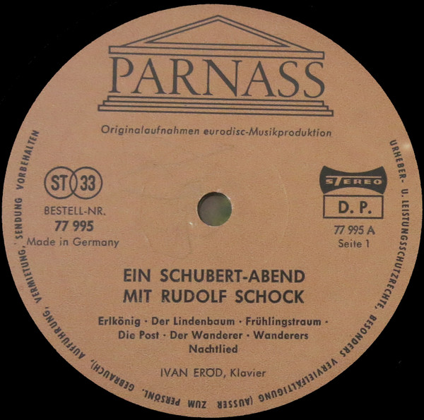 Cover zu Rudolf Schock, Ivan Eröd - Ein Schubert-Abend Mit Rudolf Schock | Vinyl | Classical | Germany