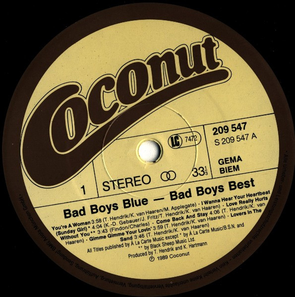 Cover zu Bad Boys Blue - Bad Boys Best | 1989 | Vinyl | Electronic | Germany