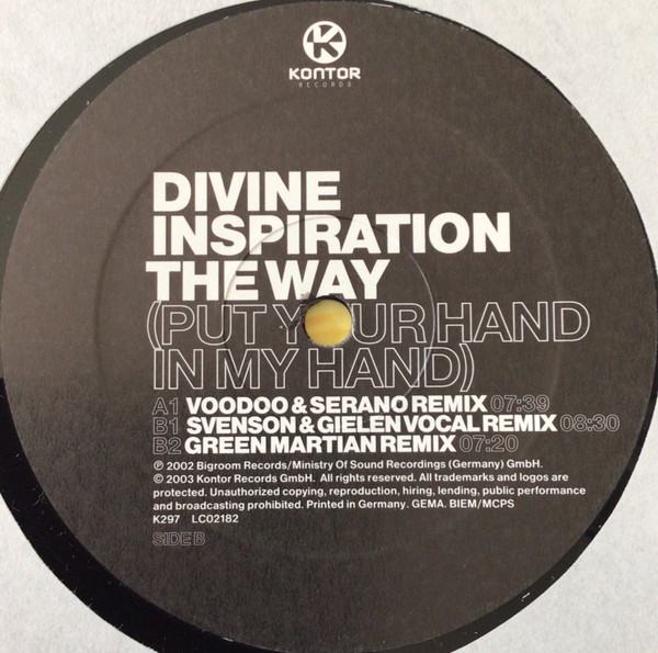 Cover zu Divine Inspiration - The Way (Put Your Hand In My Hand) | 2003 | Vinyl | Electronic | Germany Schallplatten Ankauf