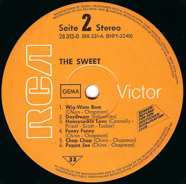 Cover zu The Sweet - The Sweet | 1972 | Vinyl, LP, Compilation, Club Edition, Stereo | Rock | Germany Schallplatten Ankauf