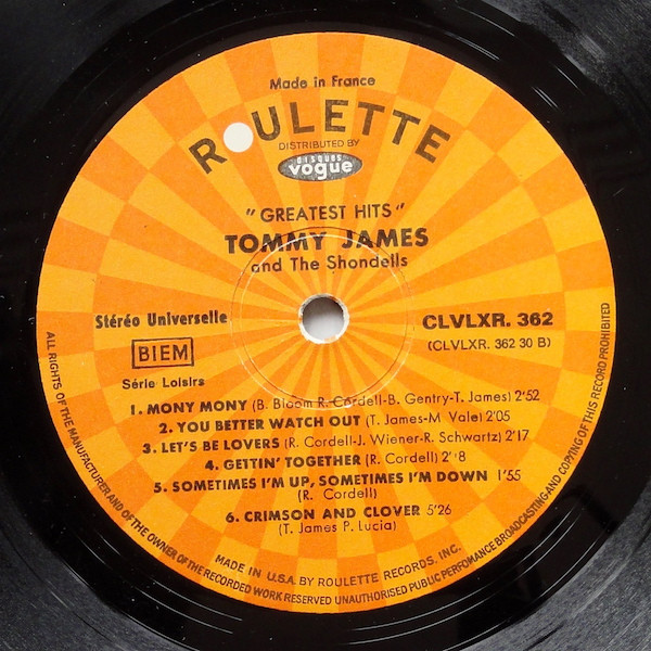 Cover zu Tommy James & The Shondells - Greatest Hits | Vinyl | Rock | France