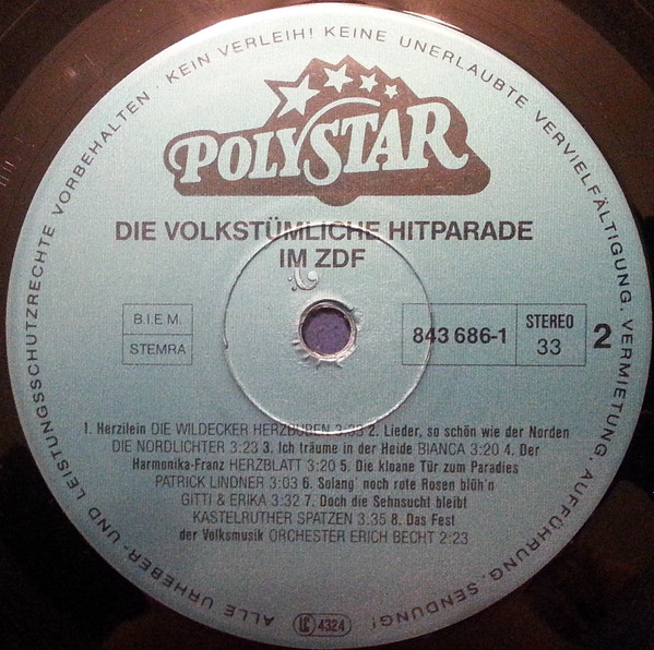 Cover zu Various - Die Volkstümliche Hitparade Im ZDF | 1990 | Vinyl | Folk, World, & Country | Europe Schallplatten Ankauf
