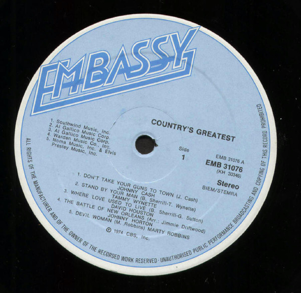 Cover zu Various - Country's Greatest | 1974 | Vinyl | Folk, World, & Country | Netherlands