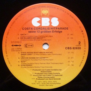 Cover zu Costa Cordalis - Hitparade - Seine 12 Grössten Erfolge | 1978 | Vinyl | Pop | Germany