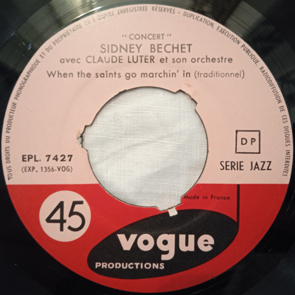 Cover zu Sidney Bechet Avec Claude Luter Et Son Orchestre - When The Saints Go Marchin' In / Old Fashioned Love | 1958 | Vinyl | Jazz | France