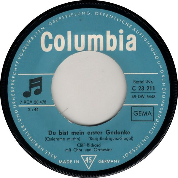 Cover zu Cliff Richard & The Shadows - Du Bist Mein Erster Gedanke / Was Ist Dabei | 1966 | Vinyl | Pop | Germany Schallplatten Ankauf