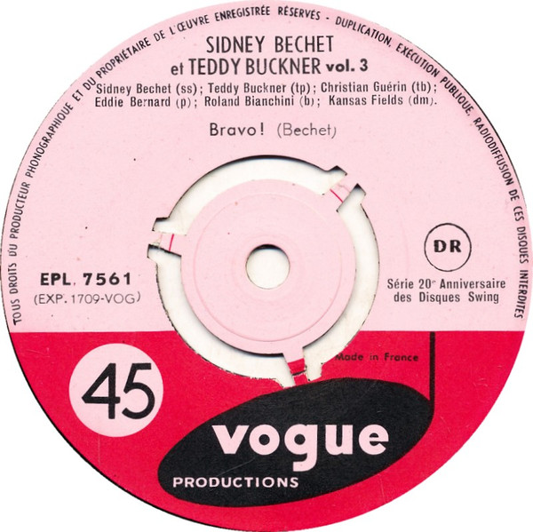 Cover zu Sidney Bechet & Teddy Buckner - Sidney Bechet & Teddy Buckner Vol. 3 | Vinyl | Jazz | France