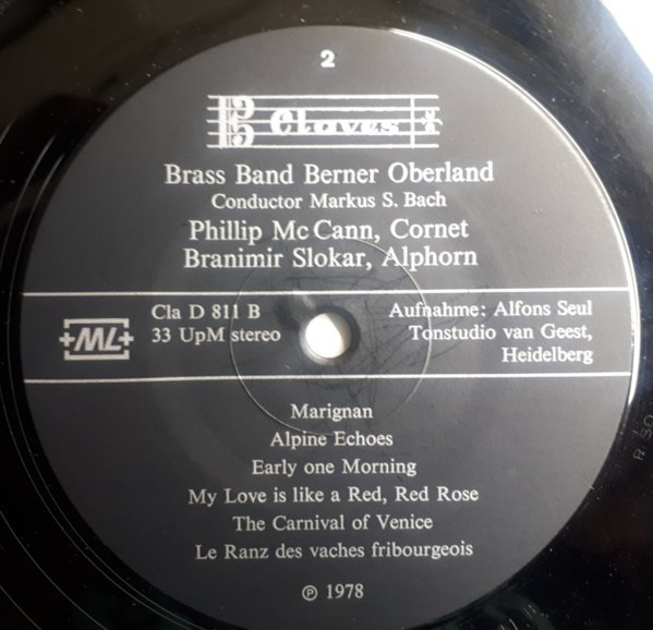 Cover zu Brass Band Berner Oberland Conductor Markus S. Bach Guest Soloists Phillip McCann, Branimir Slokar - Brass Band Berner Oberland | 1978 | Vinyl | Jazz, Brass & Military | Switzerland Schallplatten Ankauf