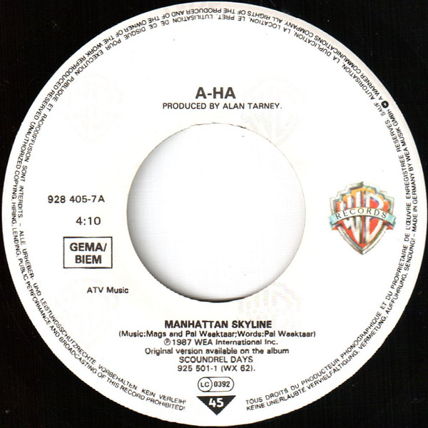 Cover zu a-ha - Manhattan Skyline | 1987 | Vinyl | Electronic, Pop | Europe Schallplatten Ankauf