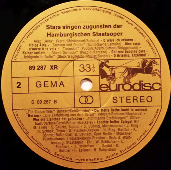 Cover zu Various - Stars Singen Zugunsten Der Hamburgischen Staatsoper | 1976 | Vinyl | Classical | Germany
